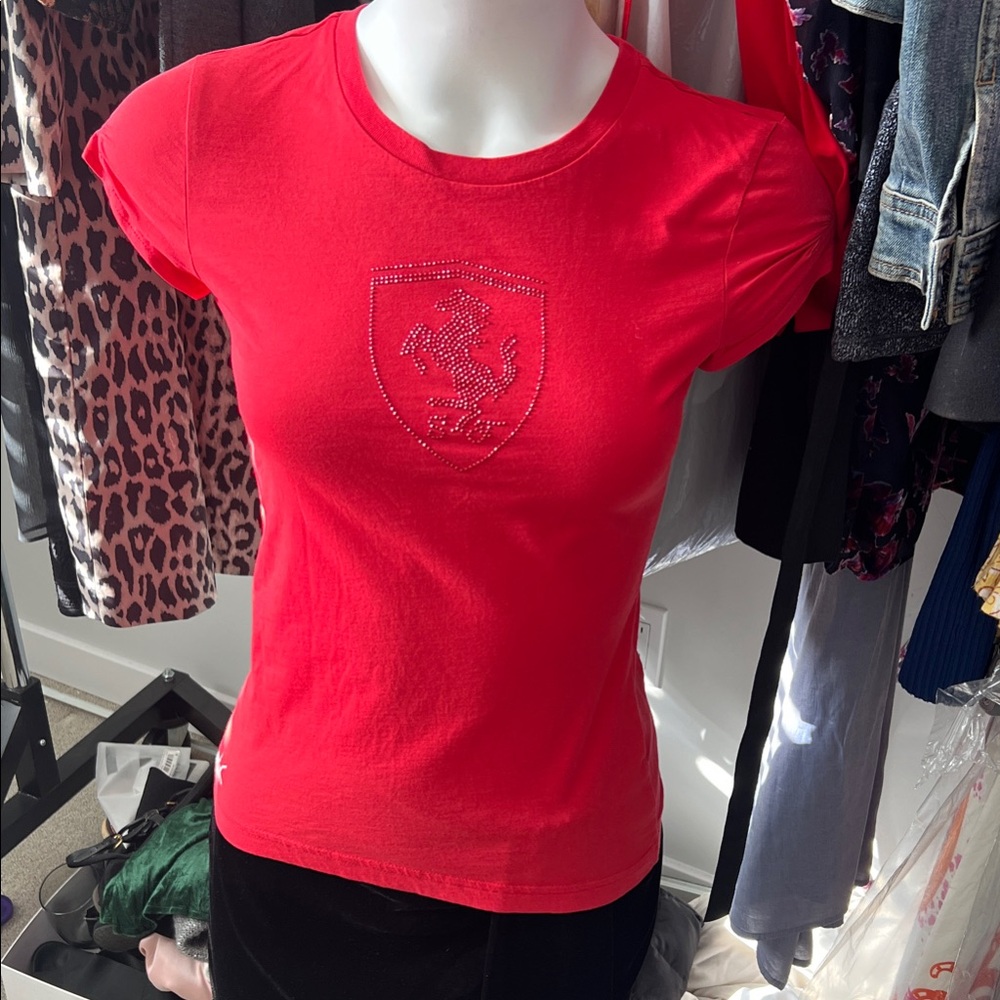 Puma Women's Red Logo Short Sleeve Tee